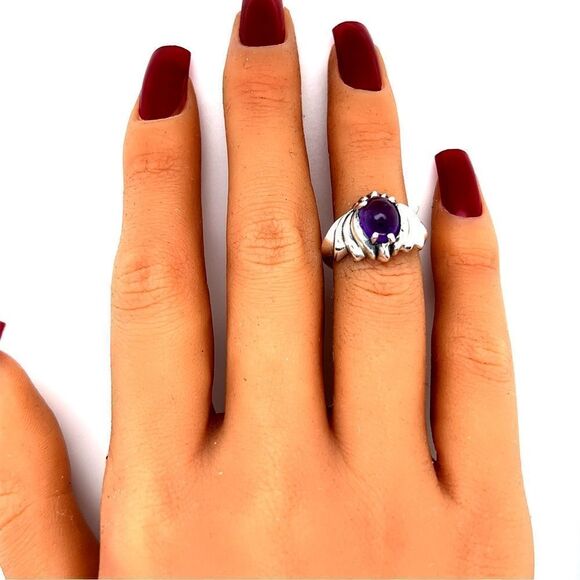 KABANA Sterling Silver Cabuchon Amethyst Ring - Picture 8 of 9